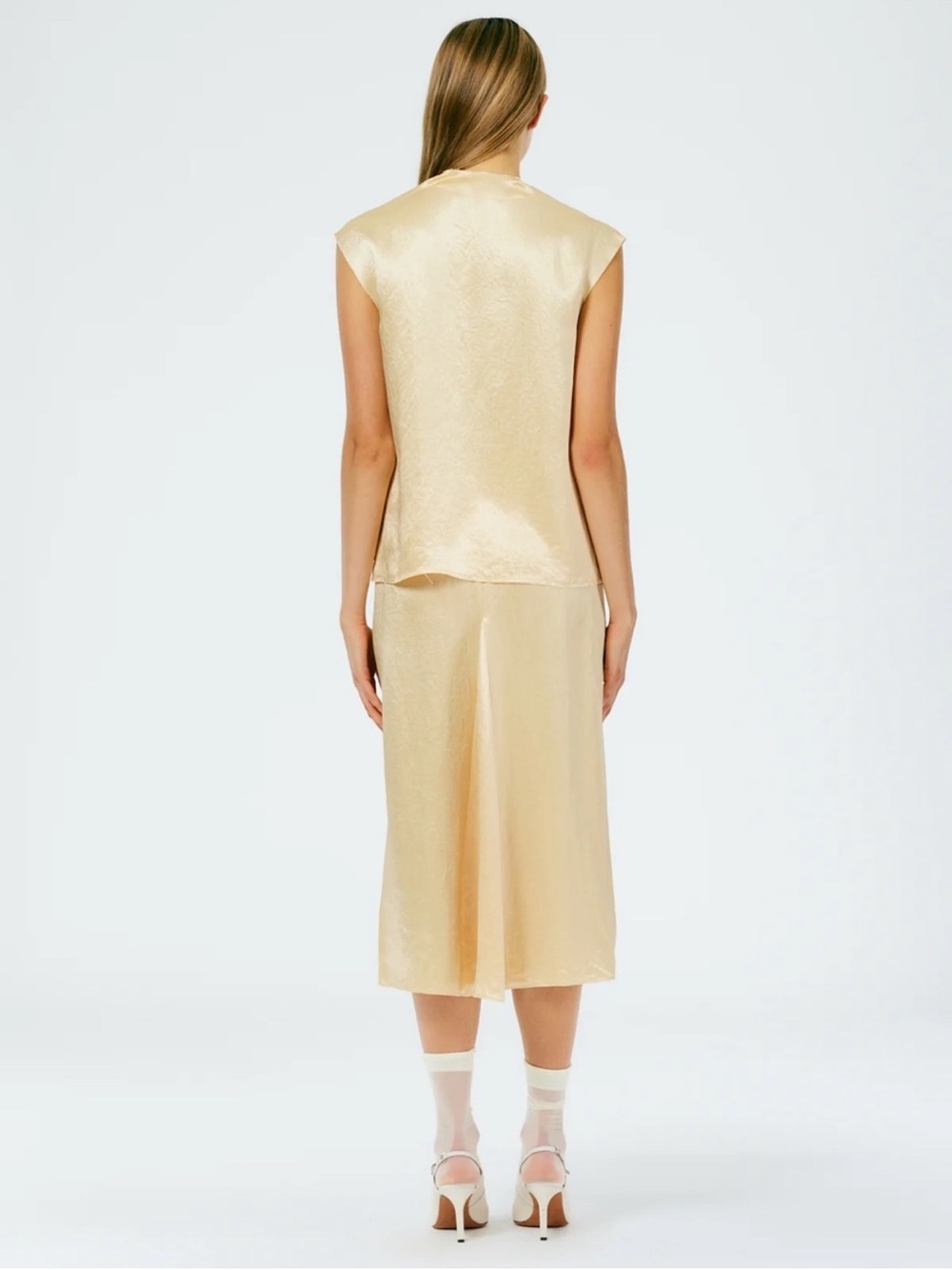Tibi Sion Satin Godet Midi Skirt - Picture 3 of 6
